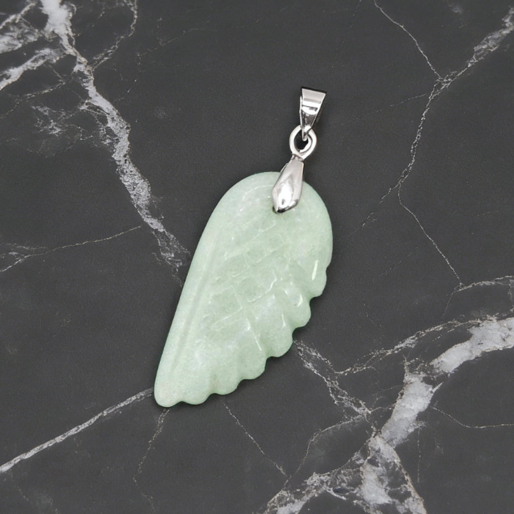 Pendentif Aile d'Ange « Léger » — Aventurine verte naturelle