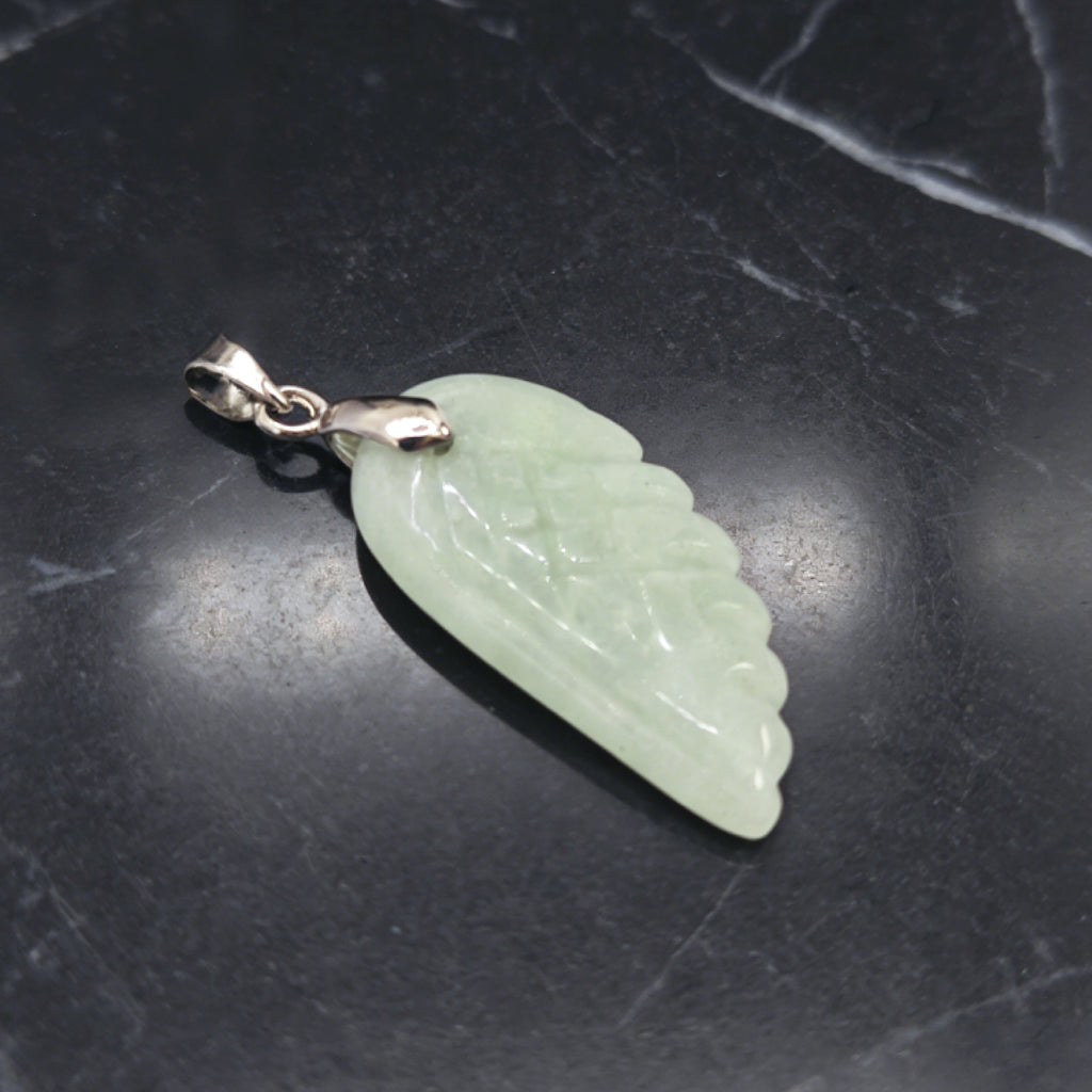 Pendentif Aile d'Ange « Léger » — Aventurine verte naturelle