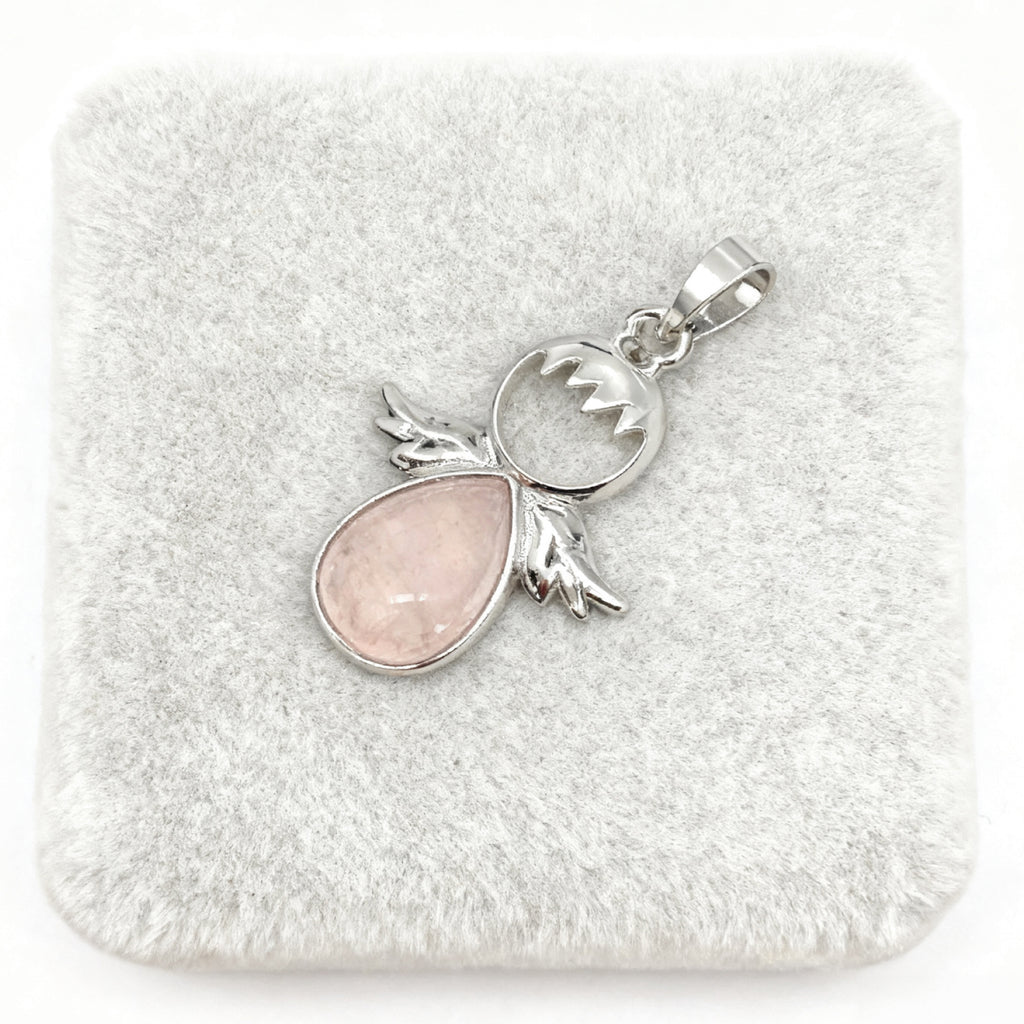 Pendentif Ange Larme « Léger » — Quartz Rose Naturel