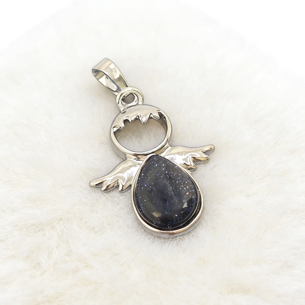 Pendentif Ange Larme « Léger » — Pierre Dorée Bleue