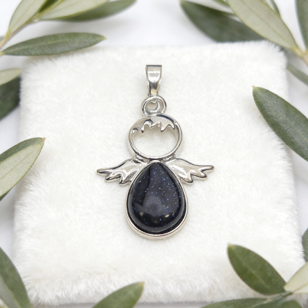 Pendentif Ange Larme « Léger » — Pierre Dorée Bleue