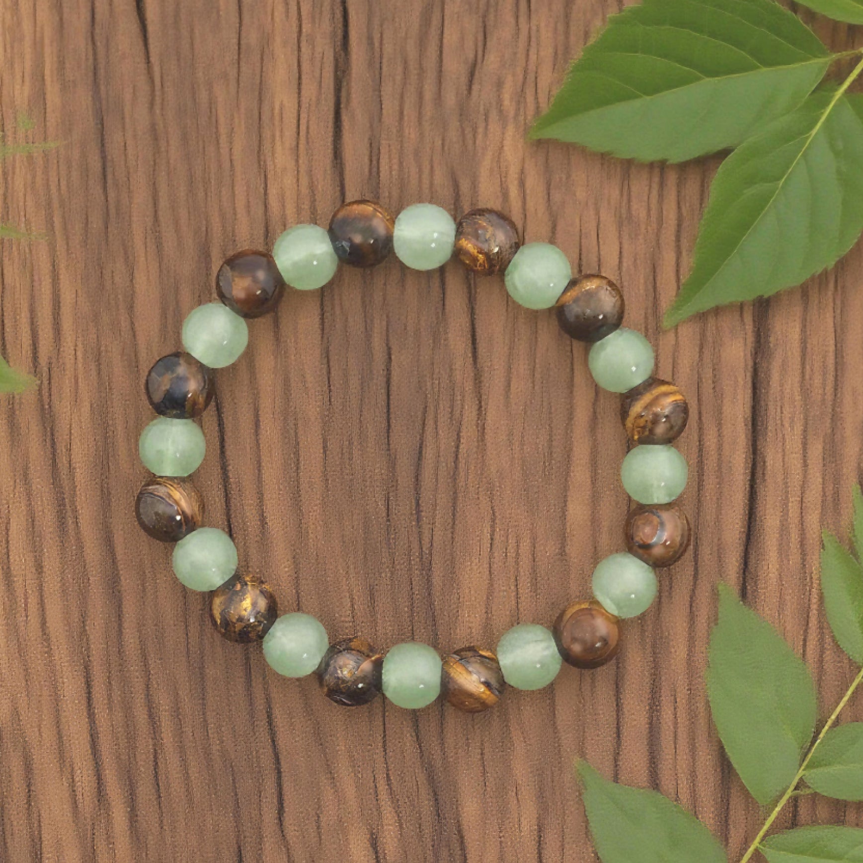 Bracelet de perles « Lien » — Œil-de-tigre et aventurine verte