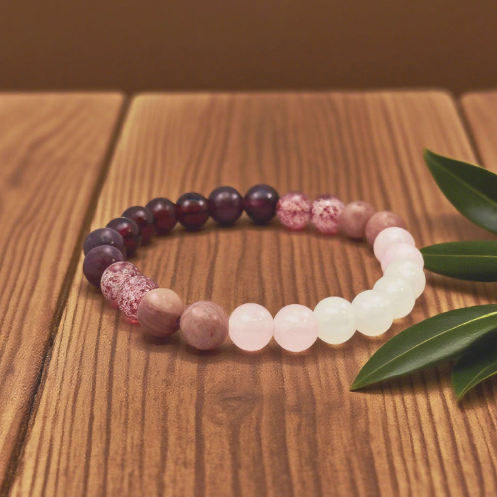 Bracelet de perles « Lien » — Mélange de grenats roses