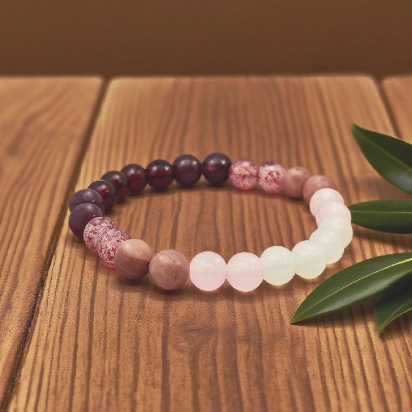 Bracelet de perles « Lien » — Mélange de grenats roses