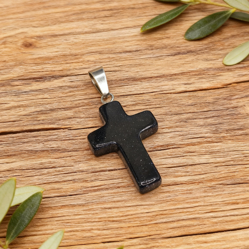 Pendentif Croix « Léger » — Pierre Dorée Bleue