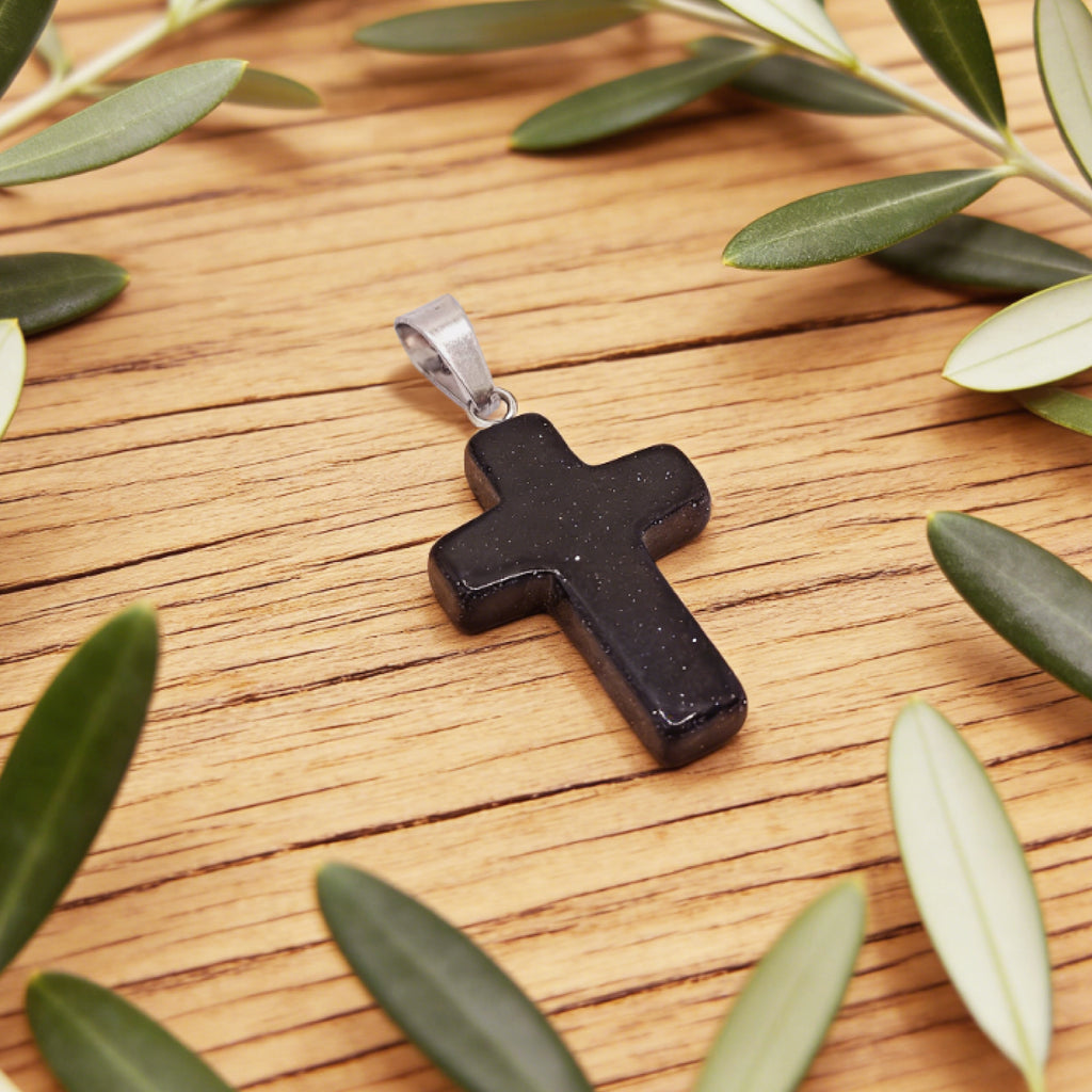 Pendentif Croix « Léger » — Pierre Dorée Bleue