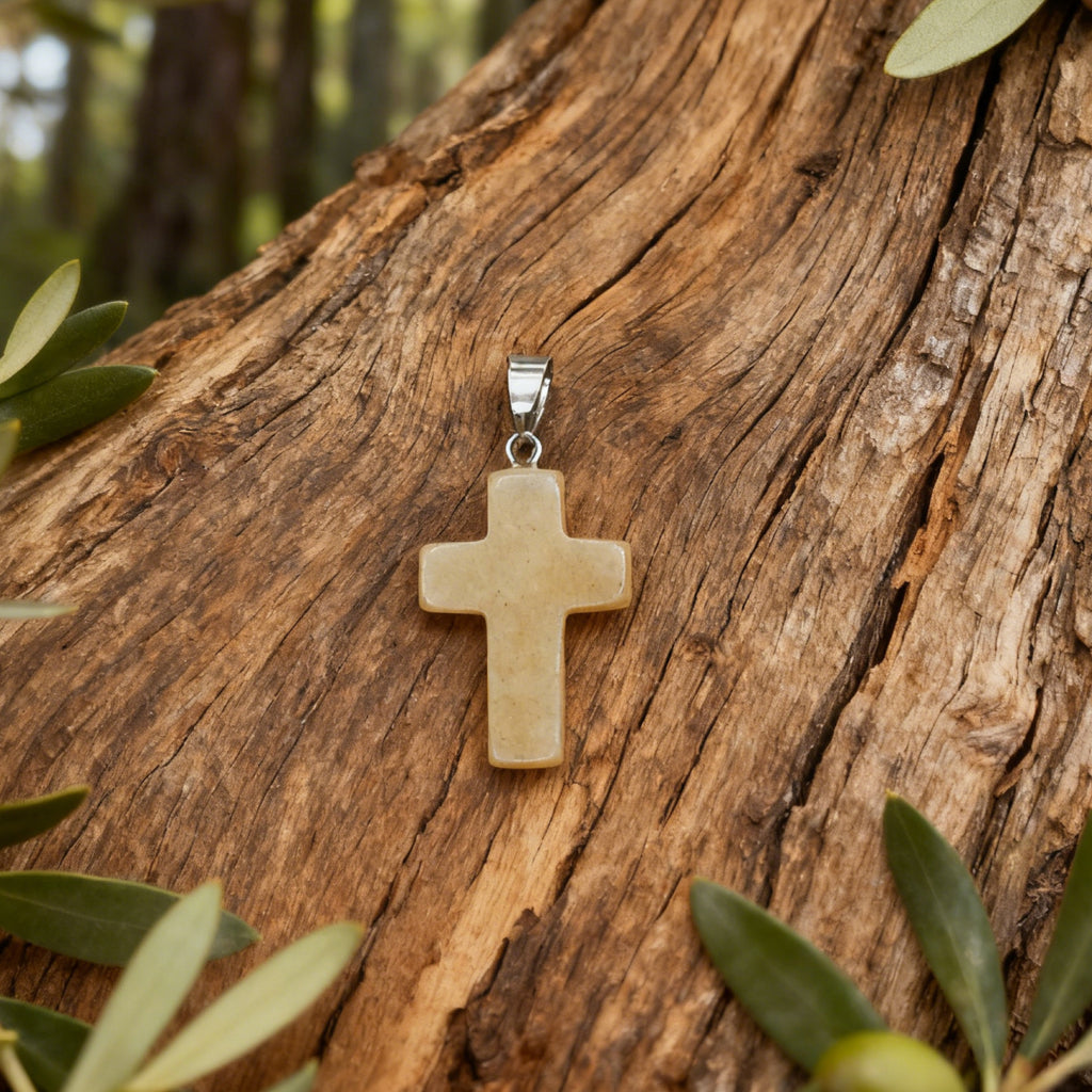 Pendentif Croix « Léger » — Aventurine jaune
