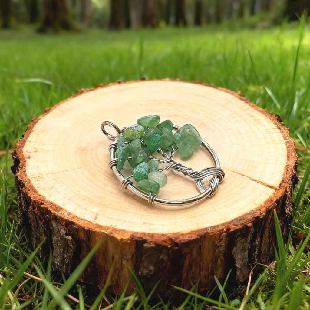 Pendentif Arbre de Vie « Léger » — Chips d'Aventurine verte