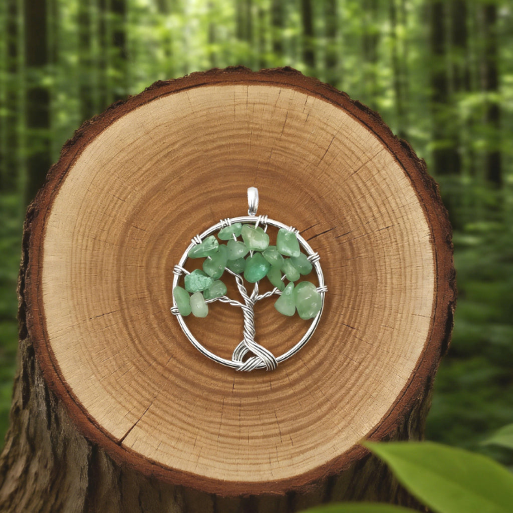 Pendentif Arbre de Vie « Léger » — Chips d'Aventurine verte