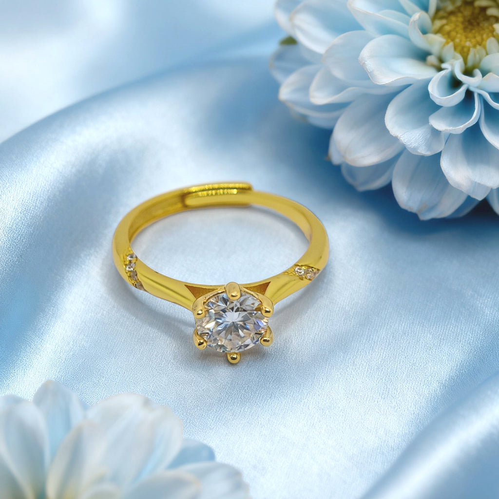 Bague solitaire à six griffes Aurora « Toujours » — Argent sterling plaqué or 18 carats, Moissanite